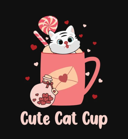 Cute Cat And Ice Cream Valentine's Day T-Shirt Template