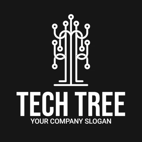 Plantilla de diseño de logotipo de árbol tecnológico