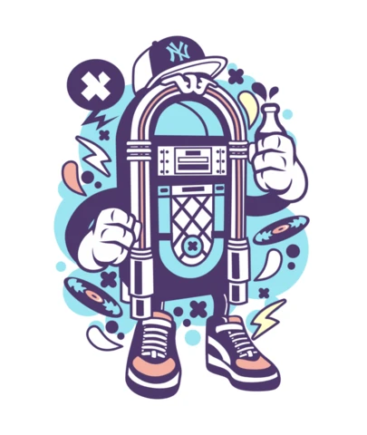 Jukebox Cartoon Character T-Shirt Design Template