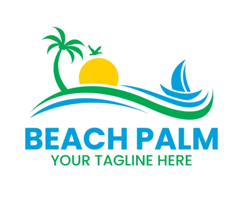 Beach Palm Logo Design Template