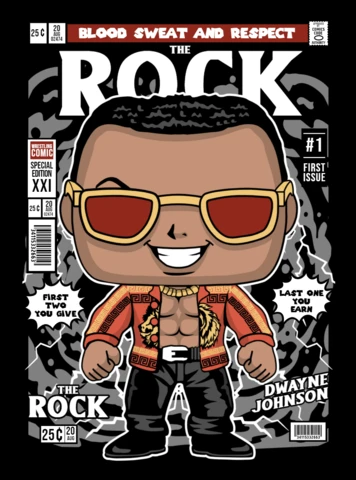 Plantilla de diseño de portada de revista del personaje de dibujos animados de Rock Dwayne Johnson