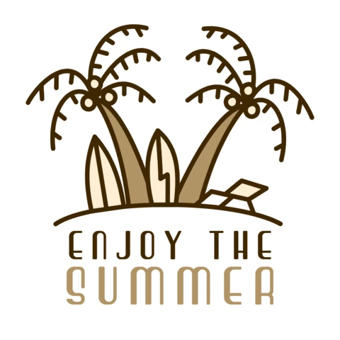 Genießen Sie den Sommer Palmen Logo Vorlage Design