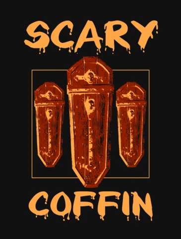 Scary Coffin Design Template for Halloween Apparel
