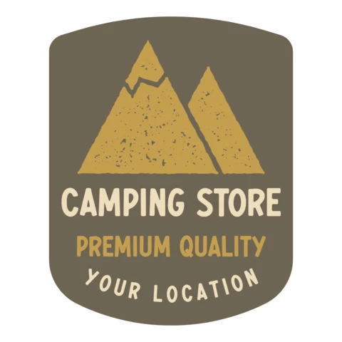 Modèle de badge de magasin de camping