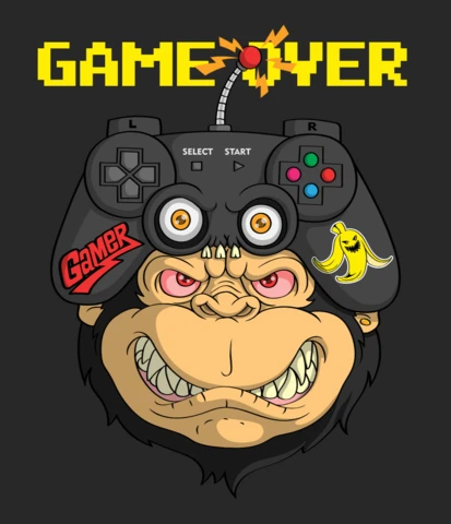 Retro Gamer Design Template: Game Over Graphic for Custom Merchandise
