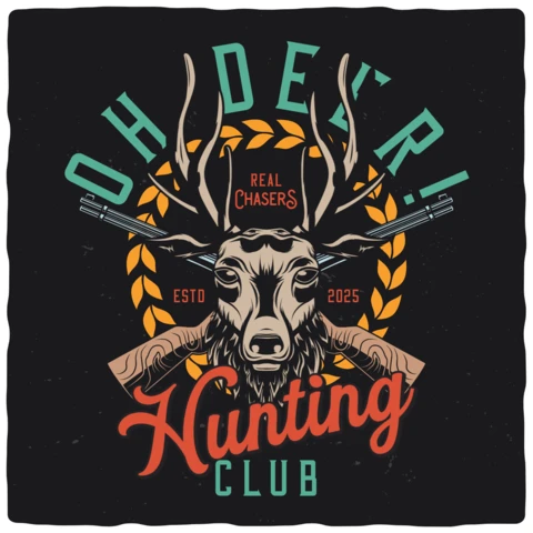 Deer Hunting Club T-shirt Design Template