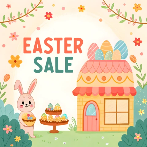 Plantilla de diseño de venta de Pascua caprichosa para promociones festivas