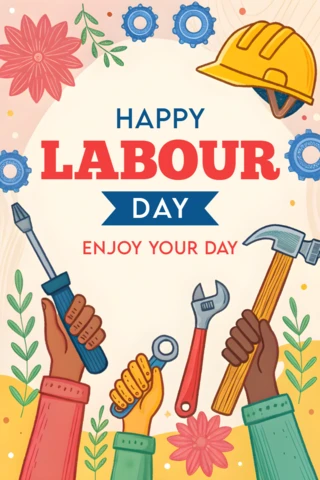 Modèle de conception pour la célébration de la fête du travail - style illustré vibrant