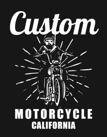 Man Riding Custom Motorcycle California Vintage T-shirt Design Template
