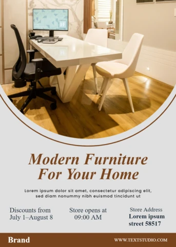 Plantilla de diseño de muebles modernos para promoción de decoración del hogar