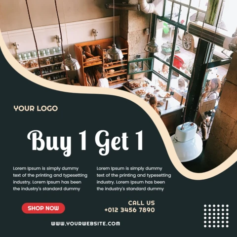 Plantilla de diseño de post promocional en redes sociales para cafeterías