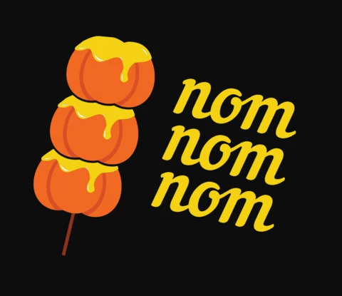 Nom Nom Nom Pumpkin T-Shirt Design Template