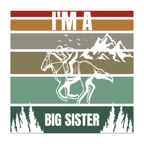 Rustic Big Sister Design Template with Horse and Mountain Graphics