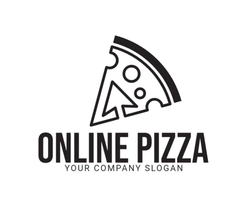 Online Pizza Food Restaurant Logo Design Template