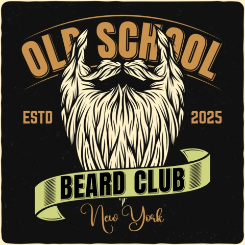 Old School Beard Club Barber T-Shirt Design Template