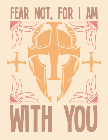 Fear Not Scripture Christian Warrior Helmet Graphic Design Poster Template