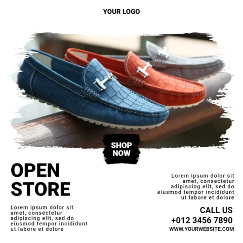 Ouverture d'un magasin de chaussures de sport Modèle de message pour les médias sociaux