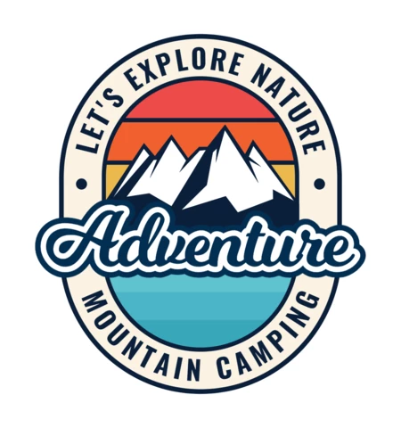 Modèle de logo pour le camping en montagne et l'aventure
