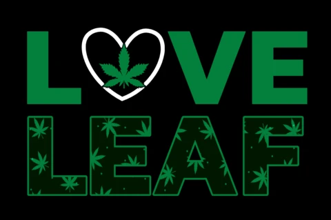 Love Weed Leaf T-shirt Design Template