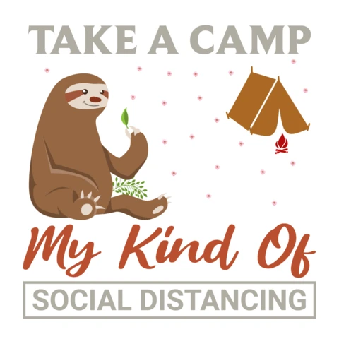 Whimsical Sloth Camping Design Template for Social Distancing