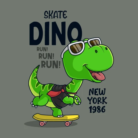 Skate Dino Editable Design Template for Kids' Apparel