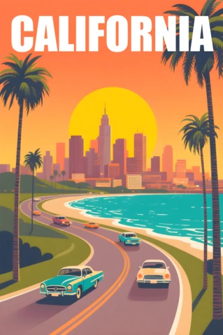 California Vintage Car Design Template for Posters