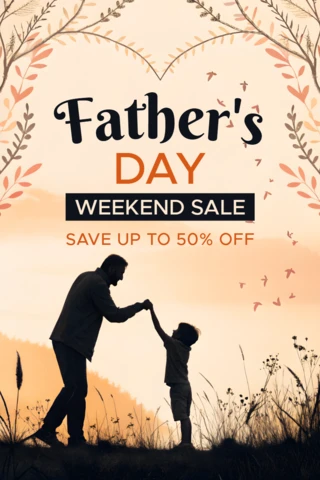 Father's Day Weekend Sale Design Template - Elegant Silhouette Style