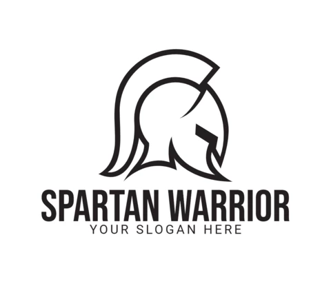 Spartan Warrior Helmet Logo Design Template