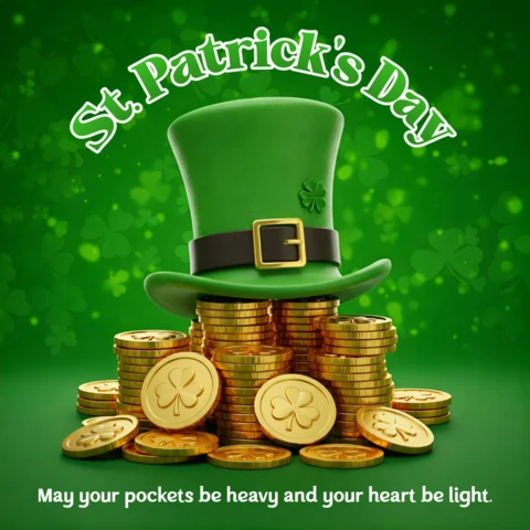 St. Patrick's Day Celebration Design Template with Hat and Coins