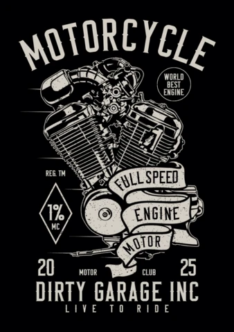 Modèle de conception de t-shirt avec moteur de moto à pleine vitesse