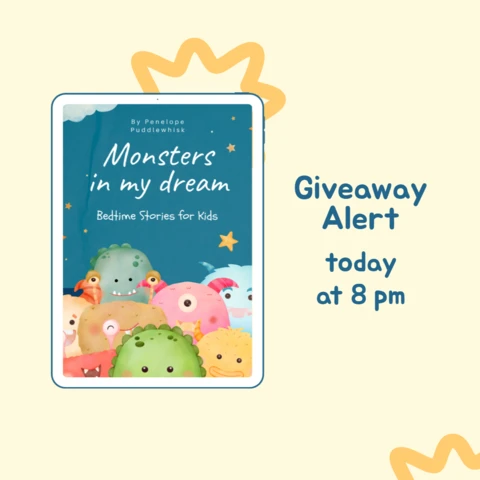 Modelo de design de postagem do Instagram com alerta de sorteio do livro Monsters in my dream