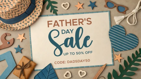 Editable Father's Day Sale Template - Playful and Artistic Design for Promotions