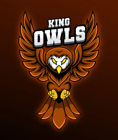 King Owls Bird Animal Mascot Team Sport Badge