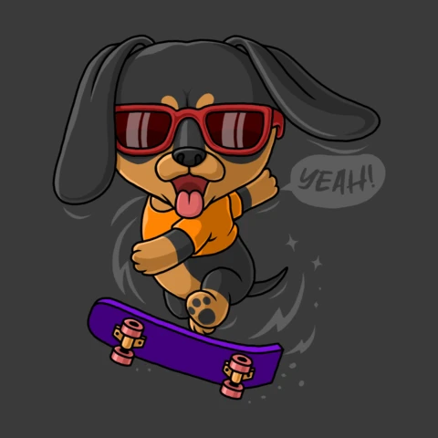 Modelo de design de skate de cachorro legal para roupas divertidas