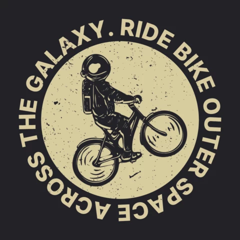 Modèle de conception de t-shirt vintage à vélo astronaute