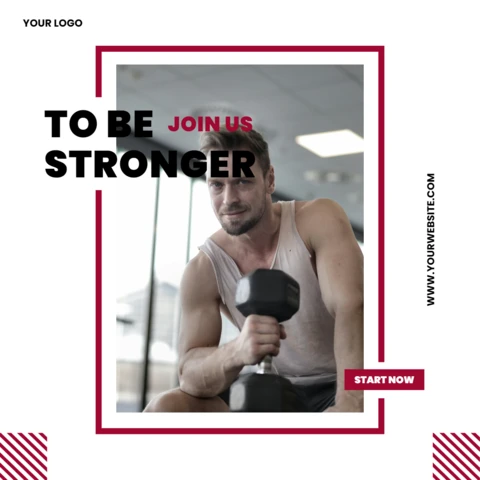 Be stronger workout plantilla de diseño de post promocional en redes sociales