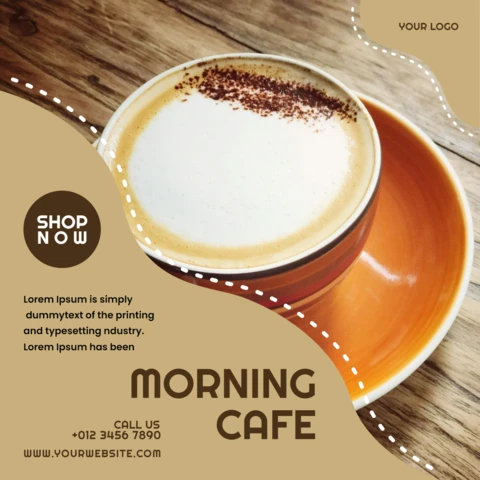 Modèle de conception minimale de messages pour les médias sociaux pour le café du matin