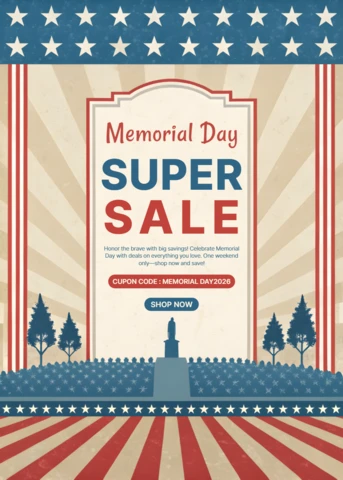 Template di vendita per il giorno della memoria patriottica - design vintage per eventi promozionali
