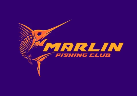 Marlin Fish Skull Logo Design Template
