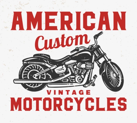 American Custom Vintage Motorcycles T-shirt Design Template