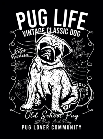 Pug life plantilla de diseño de camiseta