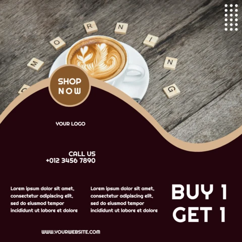 Plantilla de diseño de publicación en redes sociales de cafetería
