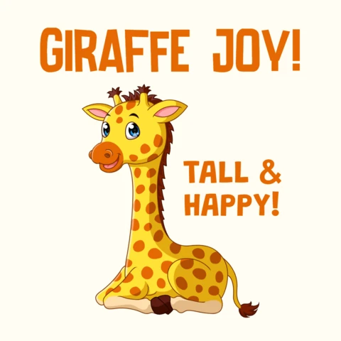 Modelo editável de girafa alegre com citação alta e feliz