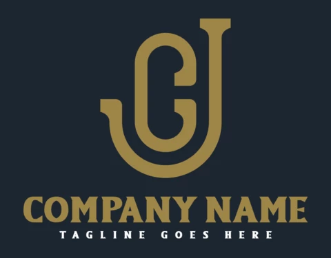 Modello di design del logo aziendale di lusso c & j letter