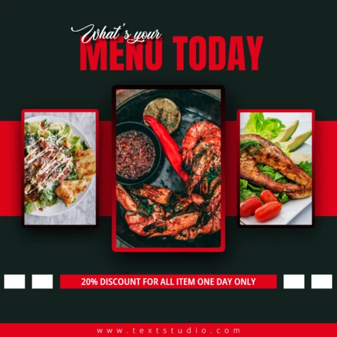 Black And Red Food Item Menu Today Promotion Instagram Post Template
