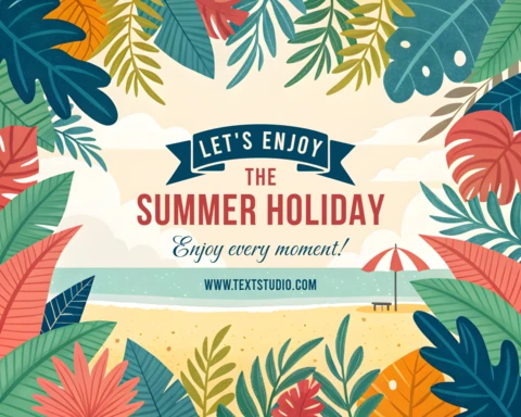 Template de design para férias de verão com folhas tropicais - arte festiva editável