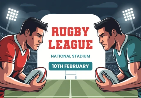 Rugby league evenement poster sjabloon met gedurfde illustratieve ontwerp