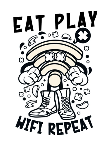 Modèle de conception de t-shirt de personnage de dessin animé Wi-Fi