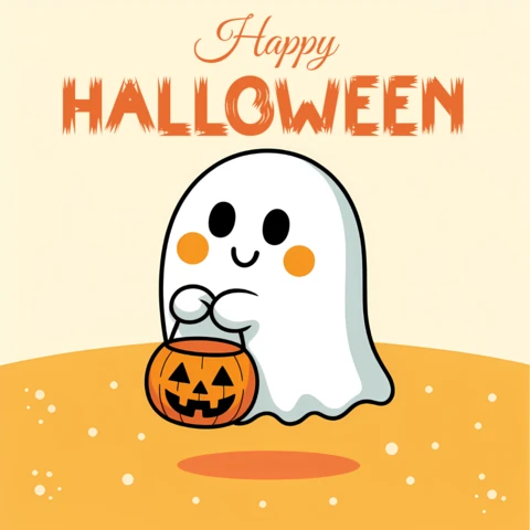 Schattig spook halloween ontwerp sjabloon voor wenskaarten en feestuitnodigingen