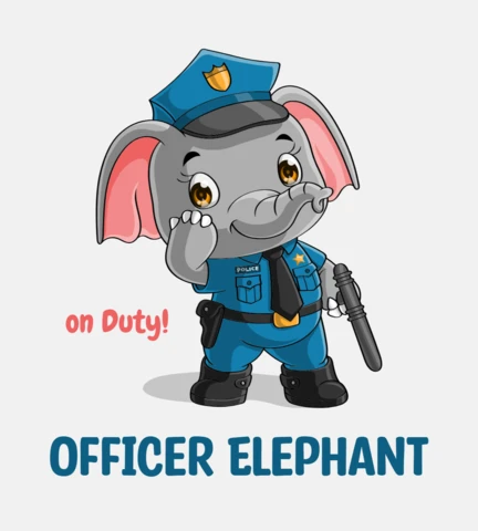 Playful Officer Elephant Design Template for Kids
